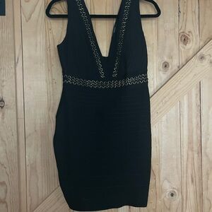 Forever 21 Black Dress with Gold Stitching